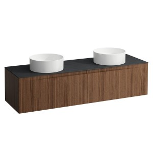 Arun 1600 2t découpe à gche et à dte plan ardesia nera noce canaletto/verre blc - LAUFEN H4151441516301 