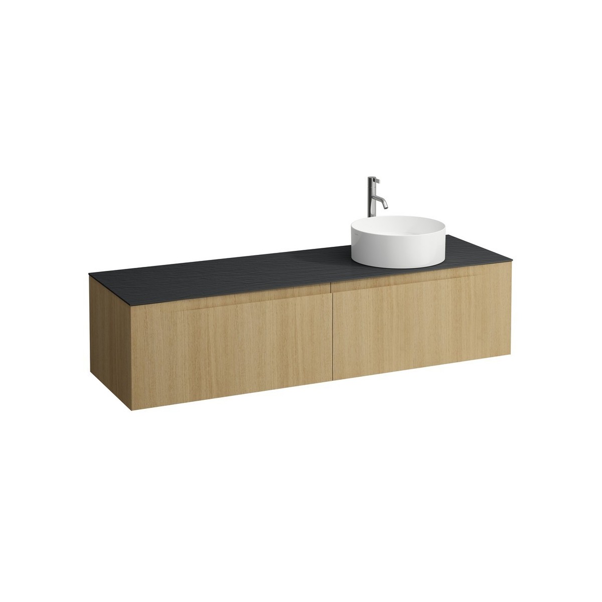 Arun 1600 2t avec découpe à dte plan ardesia nera percé 1t chêne clair - LAUFEN H4151471512501 