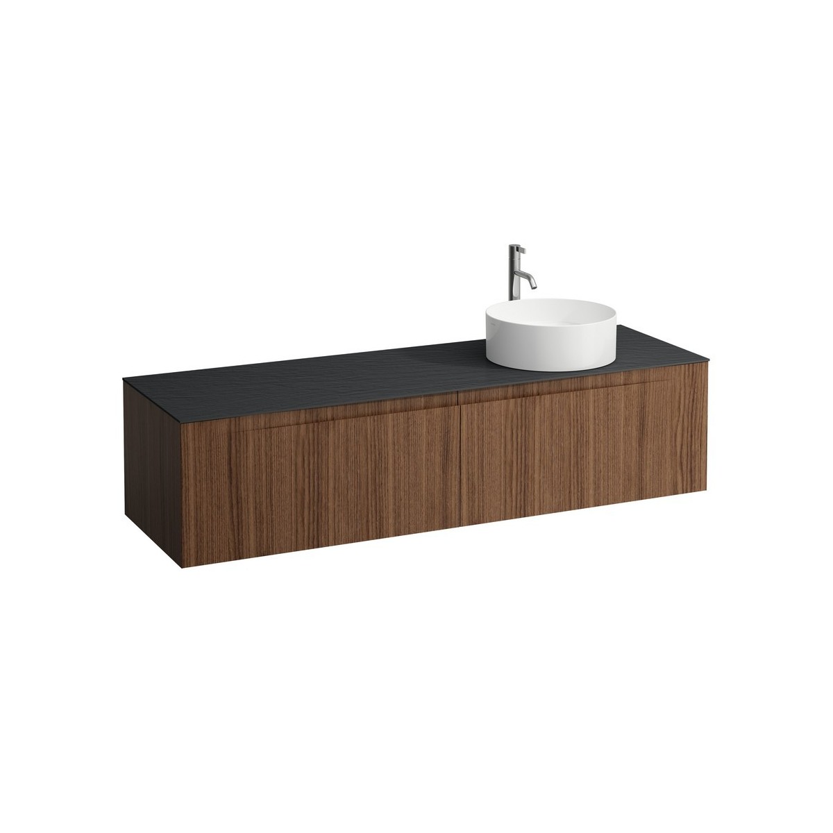 Arun 1600 2t découpe à dte plan ardesia nera percé 1t noce canaletto/verre blanc - LAUFEN H4151471516301 