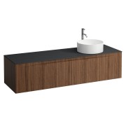 Arun 1600 2t découpe à dte plan ardesia nera percé 1t noce canaletto/verre blanc - LAUFEN H4151471516301 