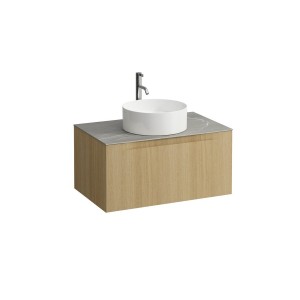 Arun 800 1t découpe centre plan piasentina grigio percé 1t chêne clair - LAUFEN H4161051512501 