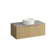 Arun meuble 1000 1t avec découpe centrale plan piasentina grigio chêne clair - LAUFEN H4161111512501 