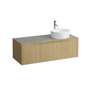 Arun 1200 1t avec découpe à dte plan piasentina grigio percé 1t chêne clair - LAUFEN H4161271512501 