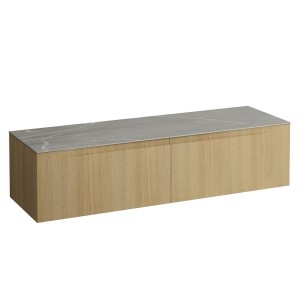Arun meuble 1600 2t sans découpe plan piasentina grigio chêne clair - LAUFEN H4161401512501 