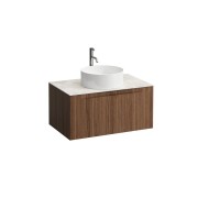 Arun 800 1t déc centre plan botticino crema percé 1t noce canaletto/verre blc - LAUFEN H4171051516301 