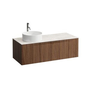 Arun 1200 1t déc à gche plan botticino crema percé 1t noce canaletto/verre blc - LAUFEN H4171261516301 