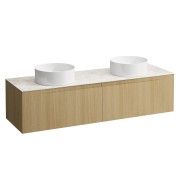 Arun 1600 2t avec découpe à gche et à dte plan botticino crema chêne clair - LAUFEN H4171441512501 