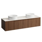 Arun 1600 2t déc à gche et à dte plan botticino crema noce canaletto/verre blc - LAUFEN H4171441516301 