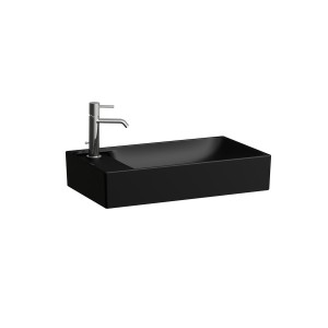 Meda vasque à poser avec plage de robinetterie à gauche noir mat 600x350x120 mm - LAUFEN H8121137161131 