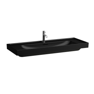 Meda lavabo mural ou à poser sur meuble noir mat 1200x460x80 mm - LAUFEN H8141117161081 