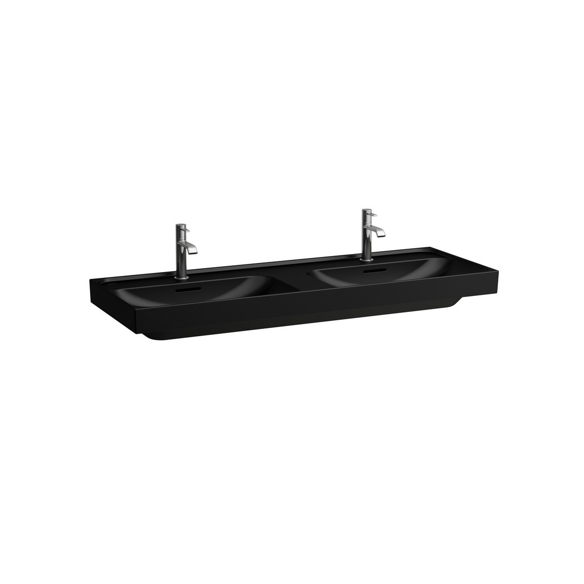 Meda lavabo double mural ou à poser sur meuble noir mat 1300x460x80 mm - LAUFEN H8141127161111 