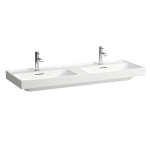 Meda lavabo double mural ou à poser sur meuble blanc mat 1300x460x80 mm - LAUFEN H8141127571121 