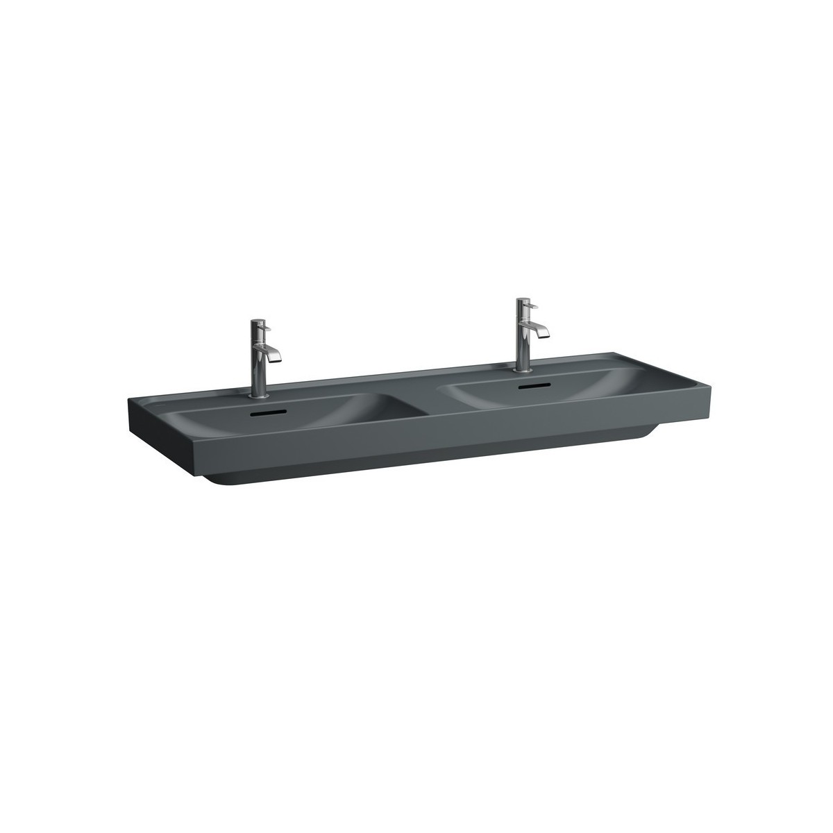 Meda lavabo double mural ou à poser sur meuble graphite mat 1300x460x80 mm - LAUFEN H8141127581111 