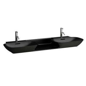 Ino lavabo mural ou à poser sur meuble non percé 1420x450x120 mm noir mat - LAUFEN H8143047161091 
