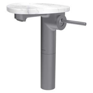 Ada mit lav réhaussé tablette npbec 110 mm ss vidage pvd inox/marbre blanc - LAUFEN HF506714505060 