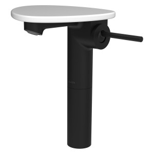 Ada mit lav réhaussé tablette non percée bec 110 mm ss vidage pvd noir/blanc mat - LAUFEN HF506714512060 