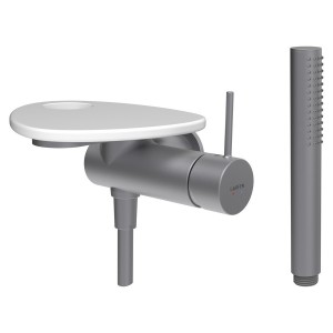 Ada mit de d à enc avec simibox 1-point tablette percée pvd inox/blanc mat - LAUFEN HF506755502000 