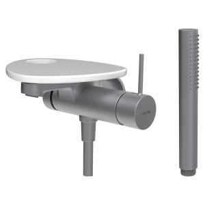 Ada mit b à enc tablette percée bec 170 mm pvd inox/blanc brillant - LAUFEN HF506765501000 