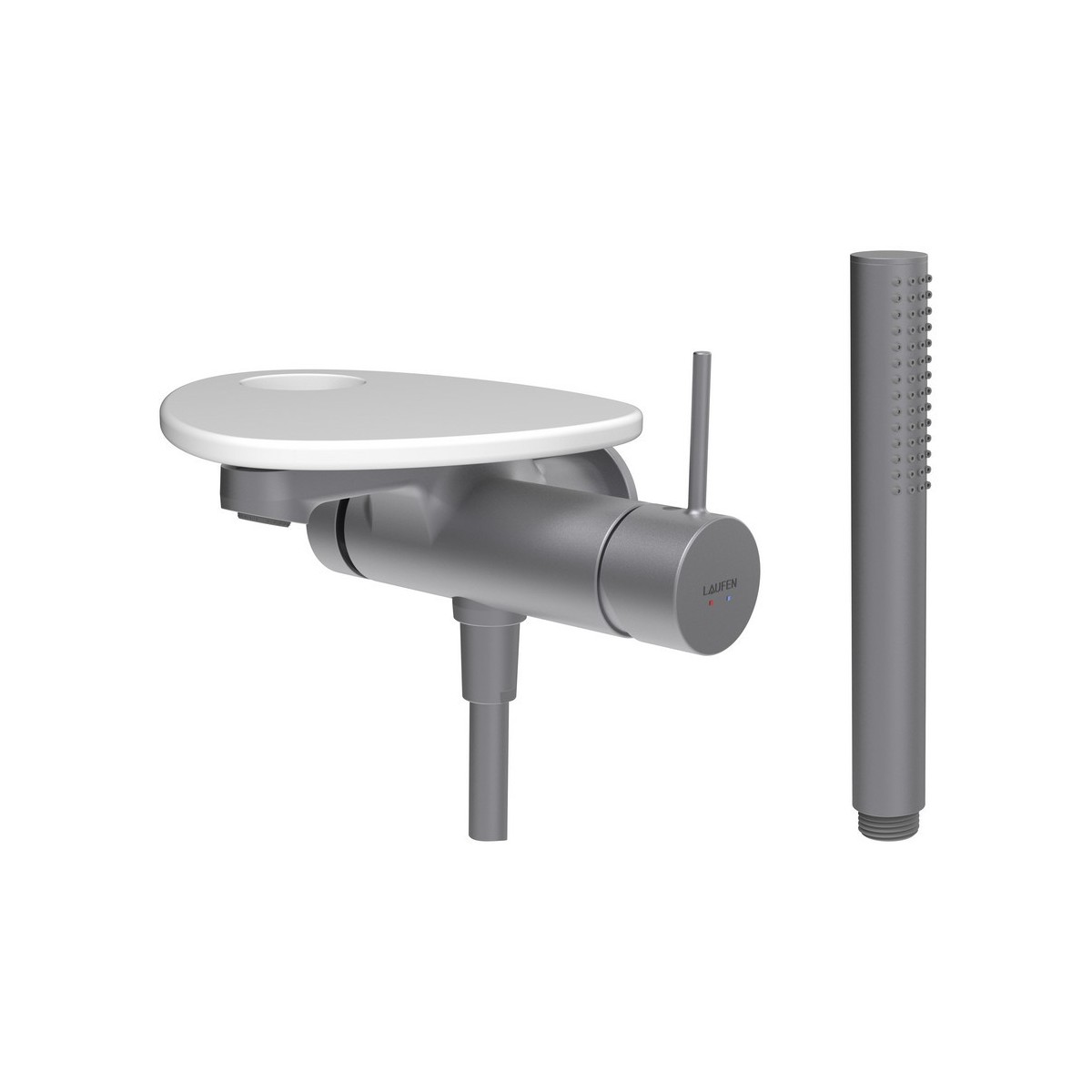 Ada mit b à enc tablette percée bec 170 mm pvd inox/blanc mat - LAUFEN HF506765502000 