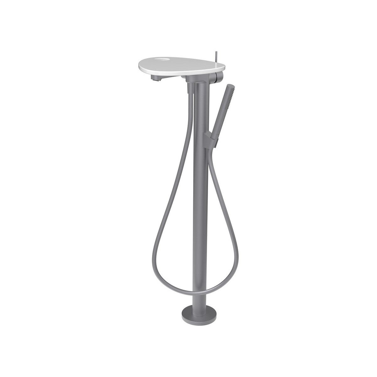Ada mit b sur colonne tablette percée bec 203 mm pvd inox/blanc brillant - LAUFEN HF506781501000 