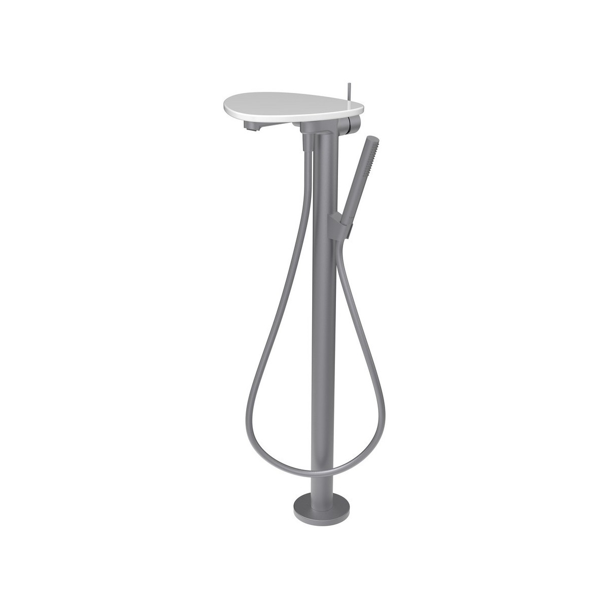 Ada mitigeur de bain sur colonne tablette npbec 203 mm pvd inox/blanc brillant - LAUFEN HF506781501060 