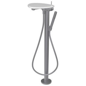 Ada mitigeur de bain sur colonne tablette npbec 203 mm pvd inox/blanc brillant - LAUFEN HF506781501060 
