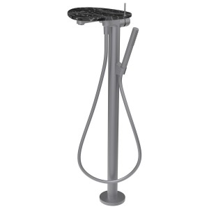 Ada mitigeur de bain sur colonne tablette npbec 203 mm pvd inox/marbre noir - LAUFEN HF506781506060 