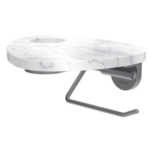 Ada porte-papier toilette tablette percée pvd inox/marbre blanc - LAUFEN HF506791505000 