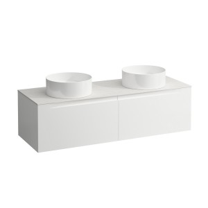 Arun meuble 1400 2t avec découpe à gche et à dte plan ardesia bianca multicolour - LAUFEN H4141341519991 