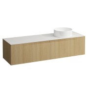 Arun meuble 1600 2t avec découpe à dte plan ardesia bianca chêne clair - LAUFEN H4141431512501 