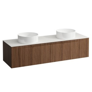 Arun 1600 2t déc à gche et à dte plan ardesia bianca noce canaletto/verre blc - LAUFEN H4141441516301 