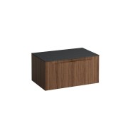 Arun meuble 800 1t sans découpe plan ardesia nera noce canaletto/verre blanc - LAUFEN H4151001516301 