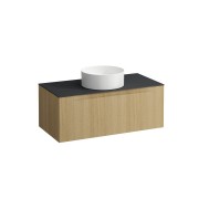 Arun meuble 1000 1t avec découpe centrale plan ardesia nera chêne clair - LAUFEN H4151111512501 