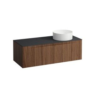 Arun 1200 1t avec découpe à dte plan ardesia nera noce canaletto/verre blanc - LAUFEN H4151231516301 