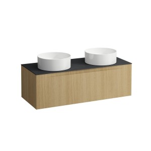 Arun meuble 1200 1t avec découpe à gche et à dte plan ardesia nera chêne clair - LAUFEN H4151241512501 