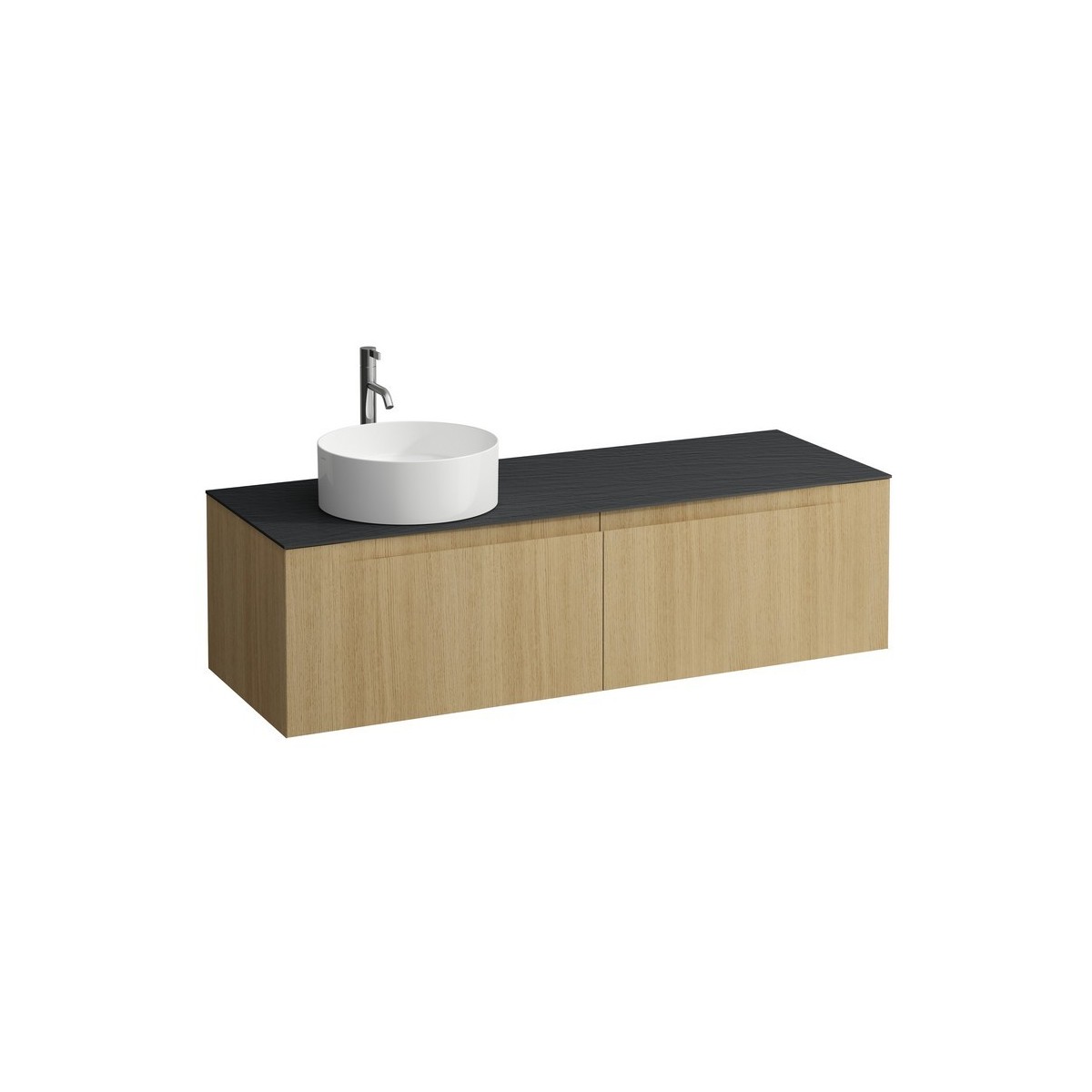 Arun 1400 2t avec découpe à gche plan ardesia nera percé 1t chêne clair - LAUFEN H4151361512501 