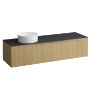 Arun meuble 1600 2t avec découpe à gche plan ardesia nera chêne clair - LAUFEN H4151421512501 