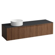 Arun 1600 2t avec découpe à gche plan ardesia nera noce canaletto/verre blanc - LAUFEN H4151421516301 