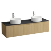 Arun 1600 2t avec découpe à gche et à dte plan ardesia nera percé 1t chêne clair - LAUFEN H4151491512501 