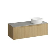 Arun meuble 1200 1t avec découpe à dte plan piasentina grigio chêne clair - LAUFEN H4161231512501 