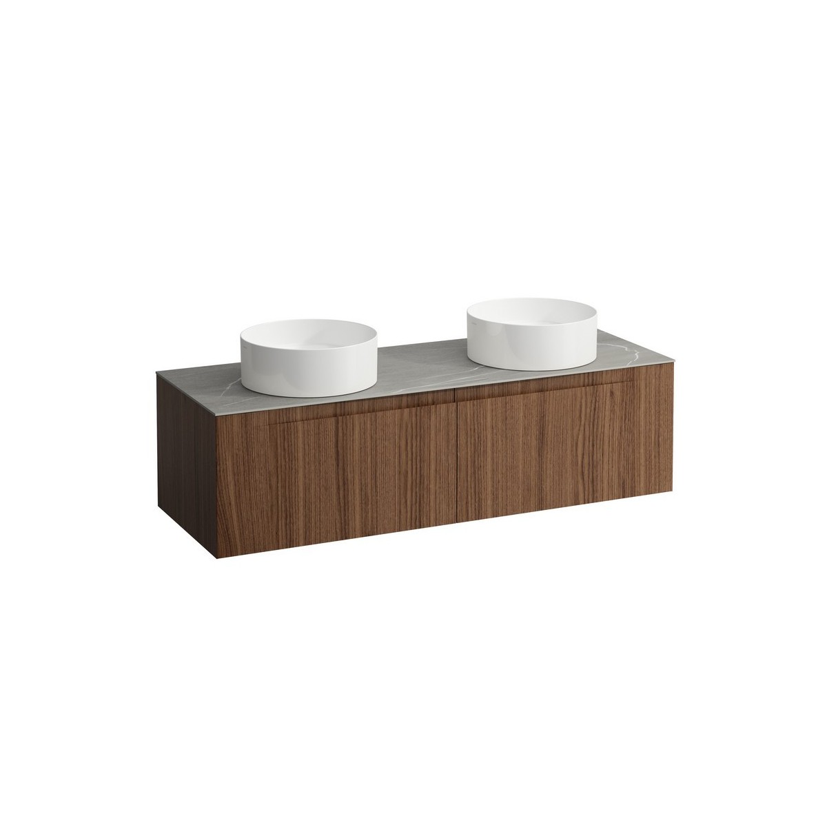 Arun 1400 2t déc à gche et à dte plan piasentina grigio noce canaletto/verre blc - LAUFEN H4161341516301 