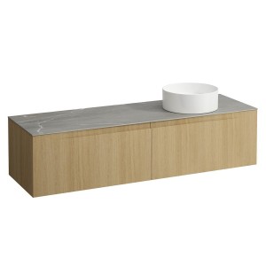 Arun meuble 1600 2t avec découpe à dte plan piasentina grigio special colour - LAUFEN H4161431519901 