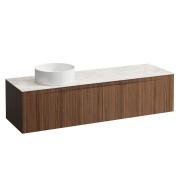 Arun 1600 2t avec découpe à gche plan botticino crema noce canaletto/verre blanc - LAUFEN H4171421516301 