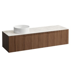 Arun 1600 2t avec découpe à gche plan botticino crema noce canaletto/verre blanc - LAUFEN H4171421516301 