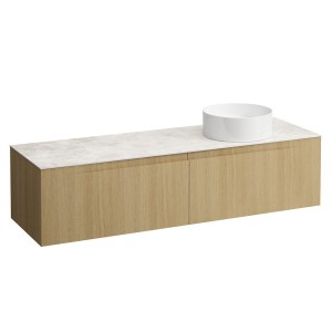 Arun meuble 1600 2t avec découpe à dte plan botticino crema chêne clair - LAUFEN H4171431512501 