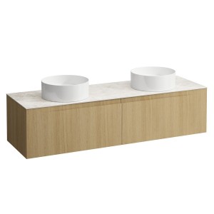 Arun 1600 2t avec découpe à gche et à dte plan botticino crema chêne clair - LAUFEN H4171441512501 