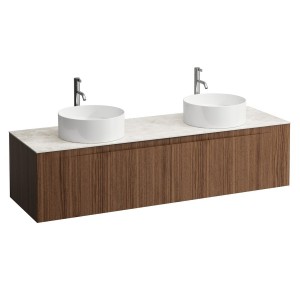 Arun 1600 2t déc à g et d plan botticino crema percé 1t noce canaletto/verre blc - LAUFEN H4171491516301 