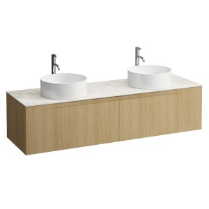 Arun 1600 2t déc à gche et à dte plan botticino crema percé 1t special colour - LAUFEN H4171491519901 