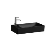 Meda vasque à poser avec plage de robinetterie à gauche noir mat 600x350x120 mm - LAUFEN H8121137161051 