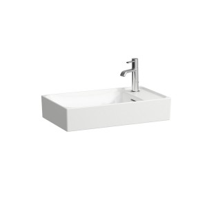 Meda vasque à poser avec plage de robinetterie à gauche blanc mat 600x350x120 mm - LAUFEN H8121137571121 